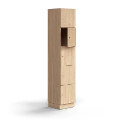 Lokerokaappi QBUS 5 lokeroa, sokkeli, 2020x400x420 mm, tammi