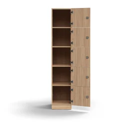 Lokerokaappi QBUS 5 lokeroa, sokkeli, 2020x400x570 mm, tammi