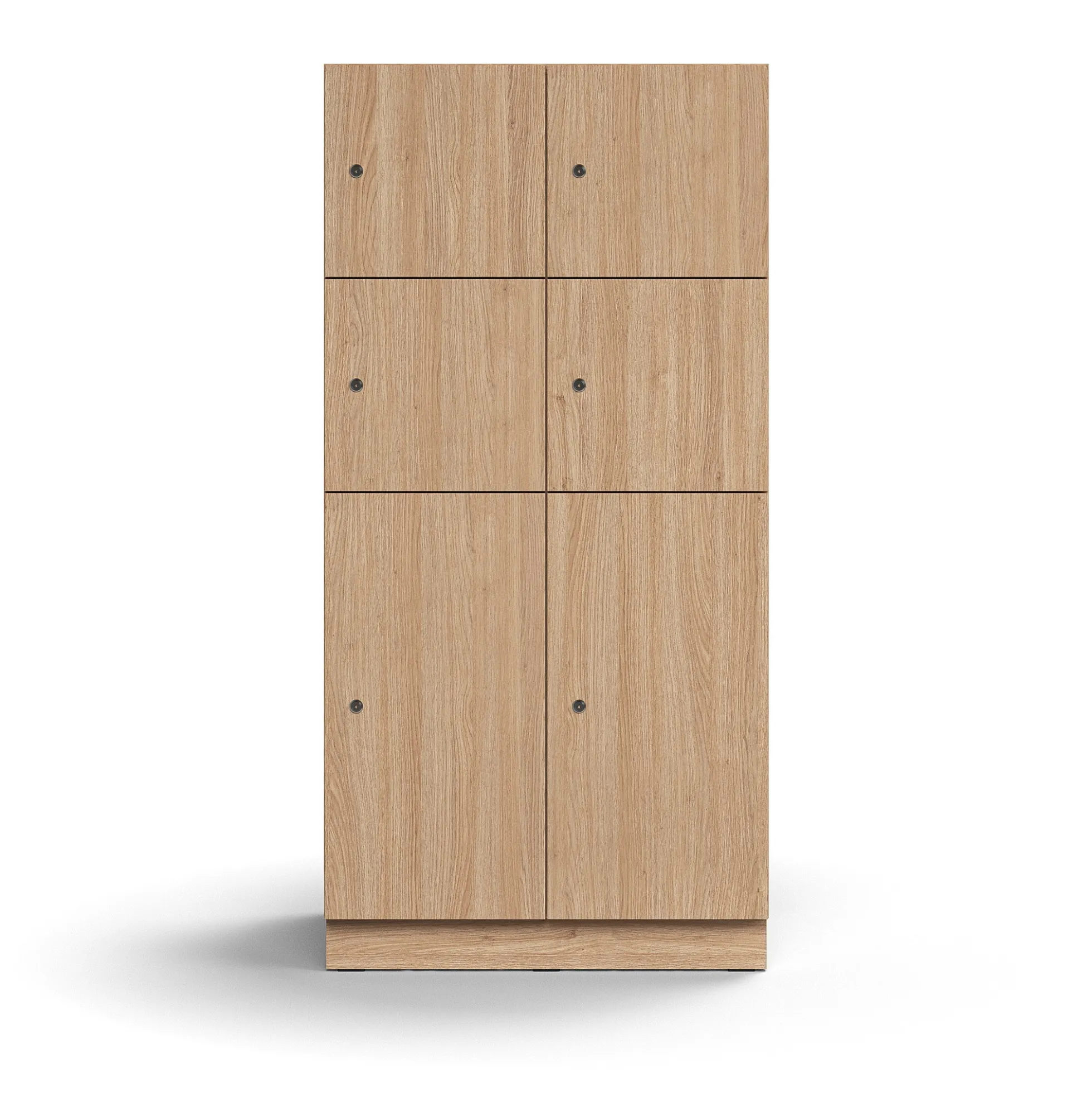 Lokerokaappi QBUS 6 lokeroa, sokkeli, 1636x800x570 mm, tammi