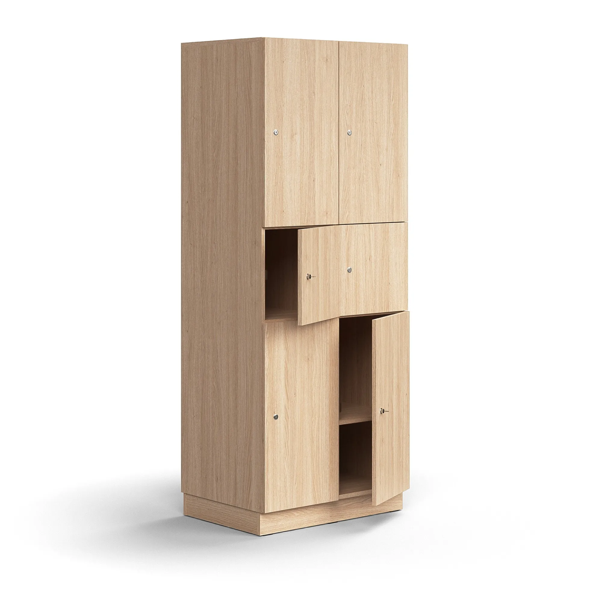 Lokerokaappi QBUS 6 lokeroa, sokkeli, 2020x800x570 mm, tammi