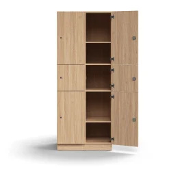 Lokerokaappi QBUS 6 lokeroa, sokkeli, 2020x800x570 mm, tammi
