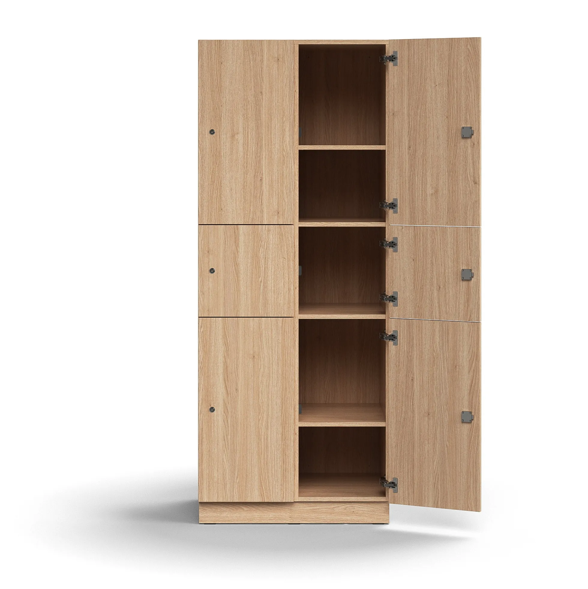 Lokerokaappi QBUS 6 lokeroa, sokkeli, 2020x800x570 mm, tammi
