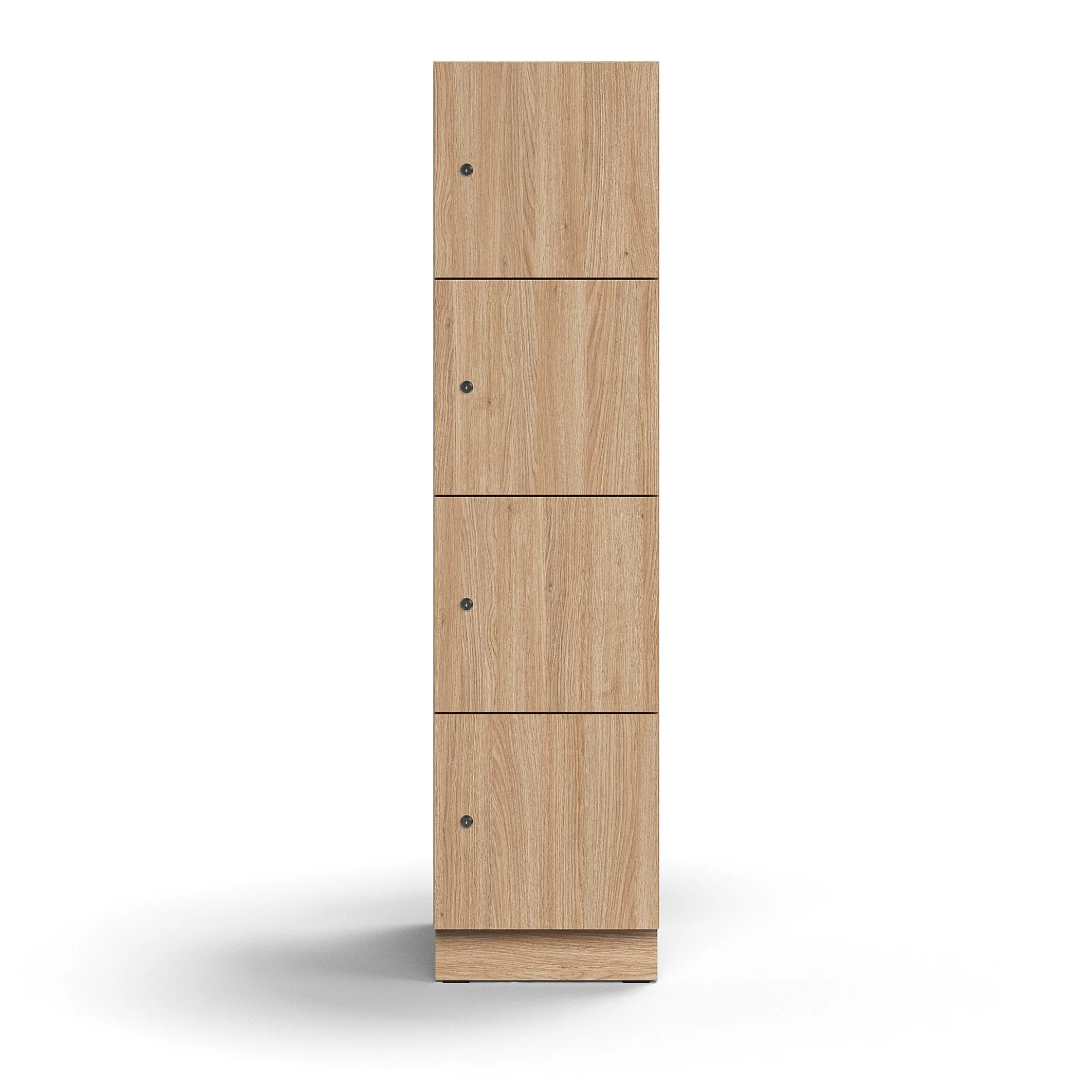 Lokerokaappi QBUS 4 lokeroa, sokkeli, 1636x400x570 mm, tammi