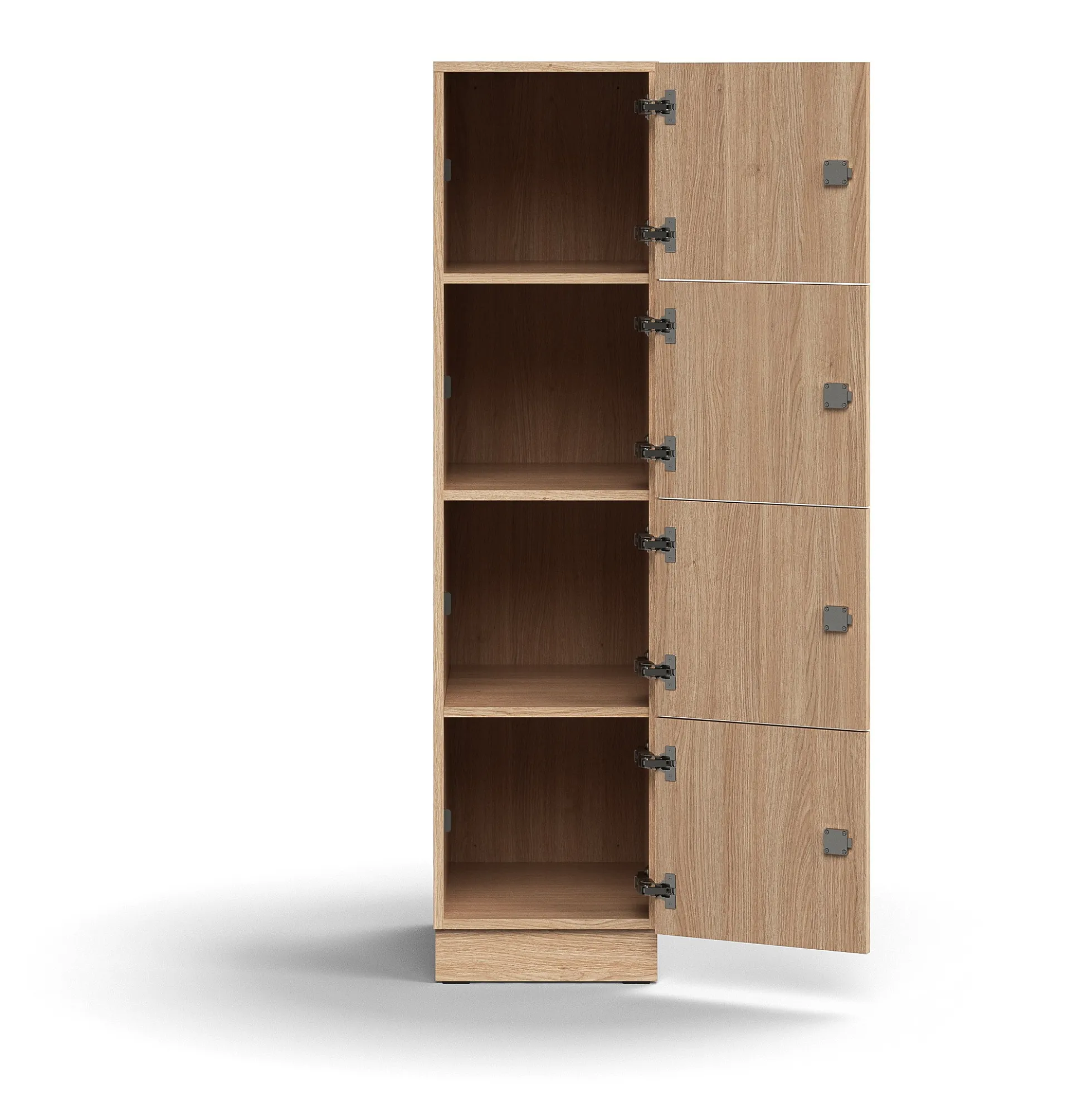 Lokerokaappi QBUS 4 lokeroa, sokkeli, 1636x400x570 mm, tammi
