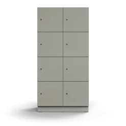 Lokerokaappi QBUS 8 lokeroa, sokkeli, 1636x800x420 mm, vaaleanharmaa