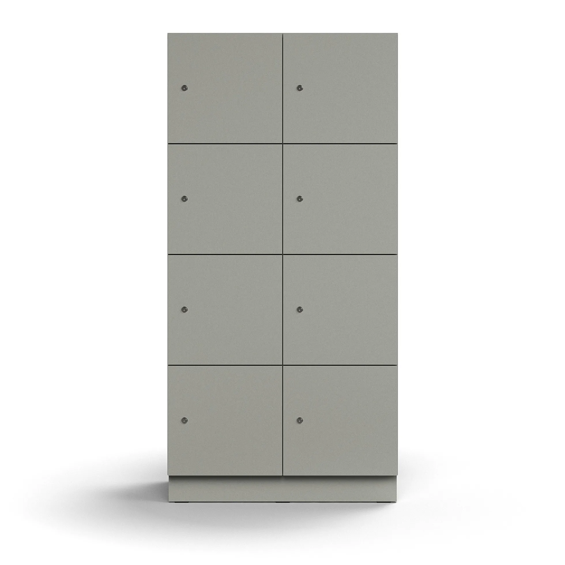 Lokerokaappi QBUS 8 lokeroa, sokkeli, 1636x800x420 mm, vaaleanharmaa