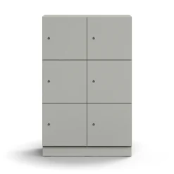 Lokerokaappi QBUS 6 lokeroa, sokkeli, 1252x800x420 mm, vaaleanharmaa
