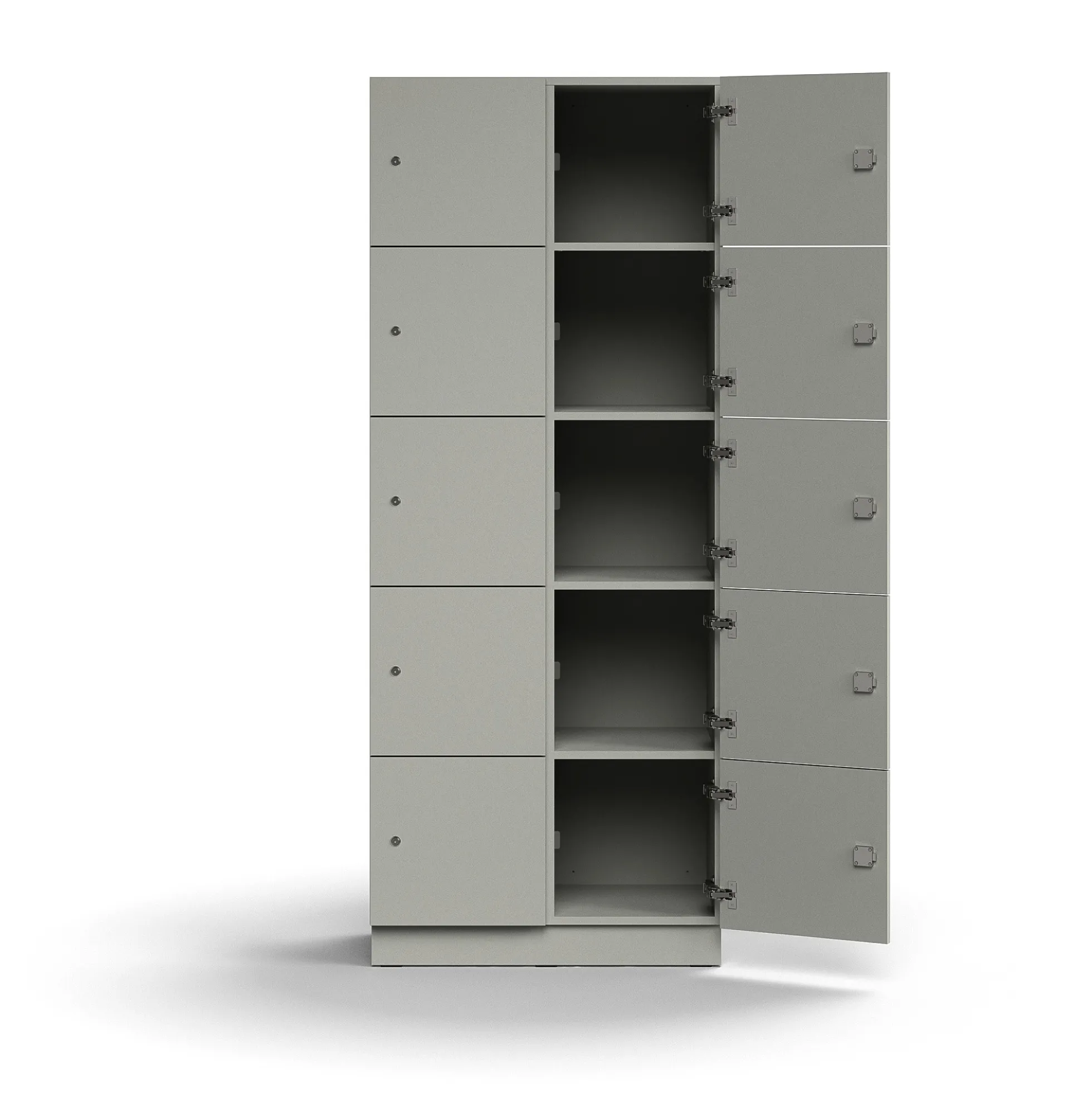 Lokerokaappi QBUS 10 lokeroa, sokkeli, 2020x800x420 mm, vaaleanharmaa