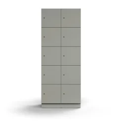 Lokerokaappi QBUS 10 lokeroa, sokkeli, 2020x800x420 mm, vaaleanharmaa