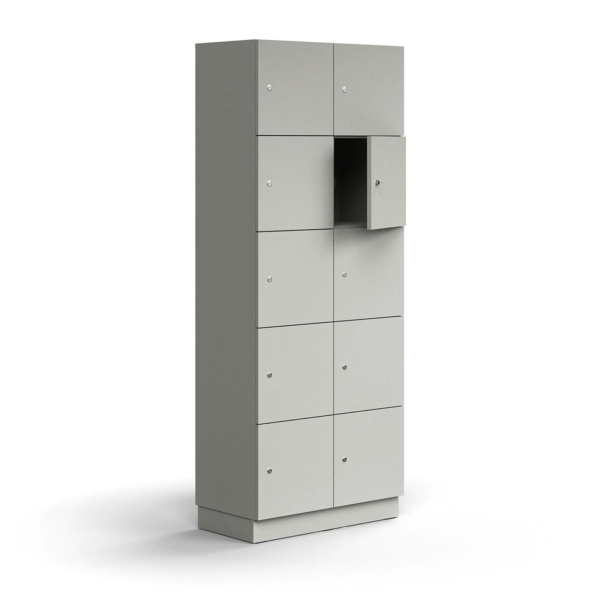 Lokerokaappi QBUS 10 lokeroa, sokkeli, 2020x800x420 mm, vaaleanharmaa
