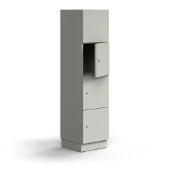 Lokerokaappi QBUS 4 lokeroa, sokkeli, 1636x400x420 mm, vaaleanharmaa