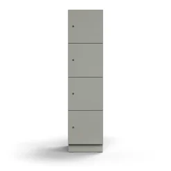 Lokerokaappi QBUS 4 lokeroa, sokkeli, 1636x400x420 mm, vaaleanharmaa