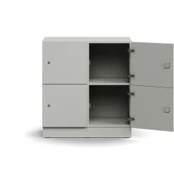 Lokerokaappi QBUS 4 lokeroa, sokkeli, 868x800x420 mm, vaaleanharmaa