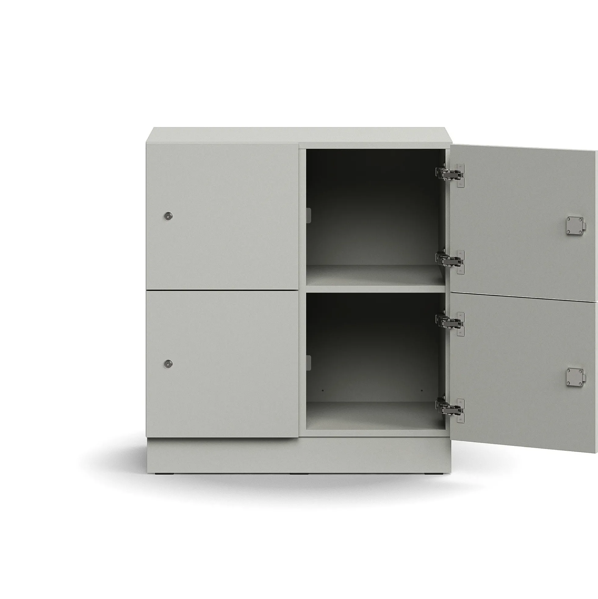 Lokerokaappi QBUS 4 lokeroa, sokkeli, 868x800x420 mm, vaaleanharmaa