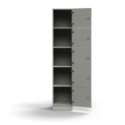 Lokerokaappi QBUS 5 lokeroa, sokkeli, 2020x400x420 mm, vaaleanharmaa