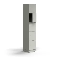Lokerokaappi QBUS 5 lokeroa, sokkeli, 2020x400x420 mm, vaaleanharmaa