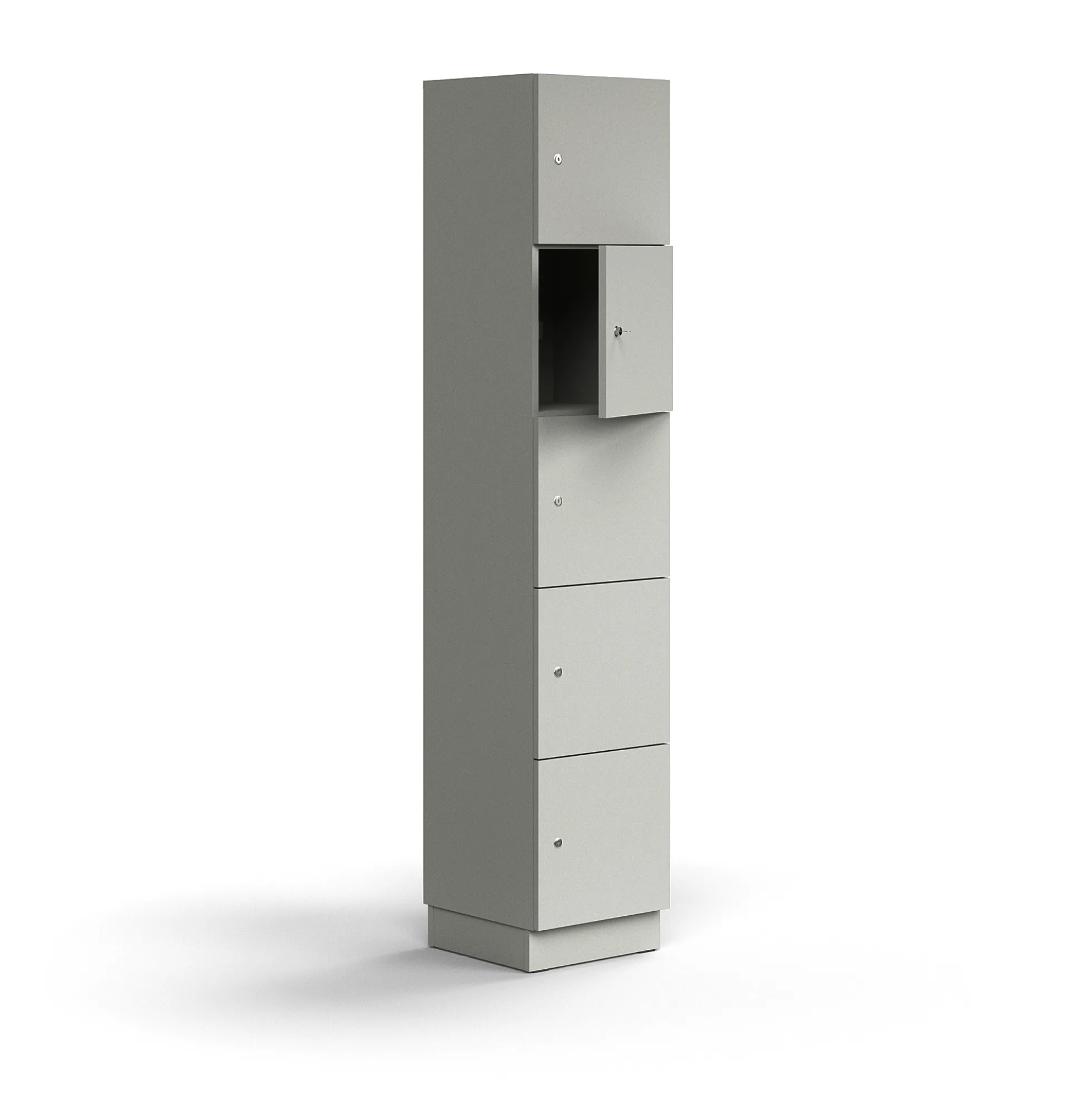 Lokerokaappi QBUS 5 lokeroa, sokkeli, 2020x400x420 mm, vaaleanharmaa