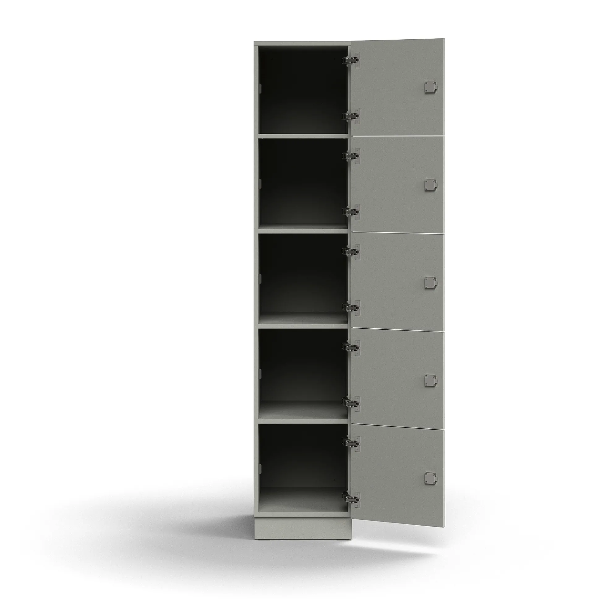 Lokerokaappi QBUS 5 lokeroa, sokkeli, 2020x400x570 mm, vaaleanharmaa