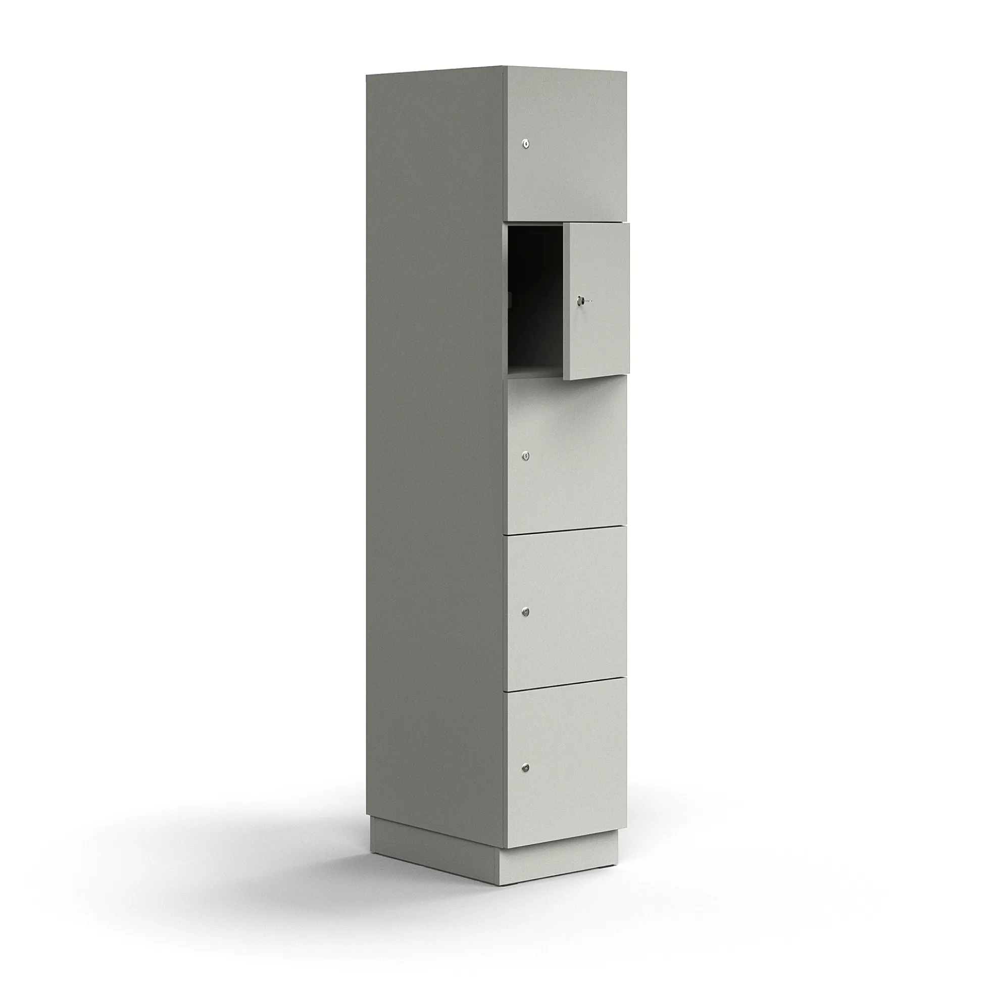 Lokerokaappi QBUS 5 lokeroa, sokkeli, 2020x400x570 mm, vaaleanharmaa