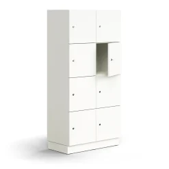 Lokerokaappi QBUS 8 lokeroa, sokkeli, 1636x800x420 mm, valkoinen