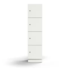 Lokerokaappi QBUS 4 lokeroa, sokkeli, 1636x400x420 mm, valkoinen