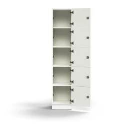 Lokerokaappi QBUS 5 lokeroa, sokkeli, 2020x400x420 mm, valkoinen