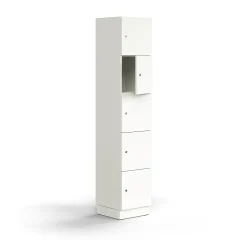 Lokerokaappi QBUS 5 lokeroa, sokkeli, 2020x400x420 mm, valkoinen