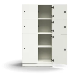 Lokerokaappi QBUS 6 lokeroa, sokkeli, 1636x800x570 mm, valkoinen