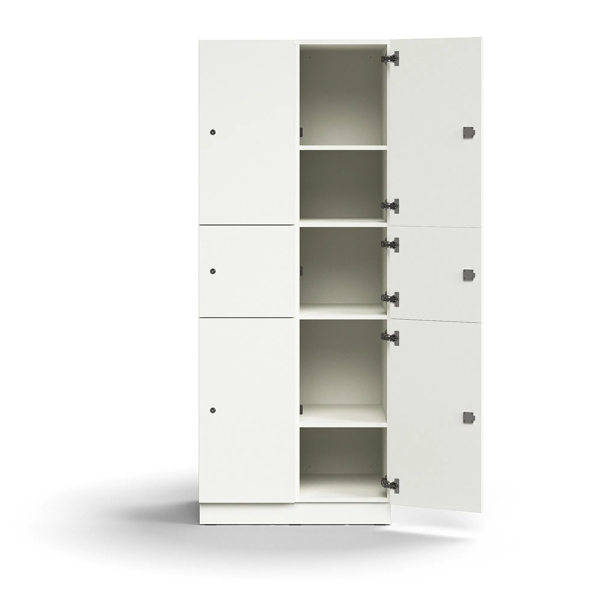 Lokerokaappi QBUS 6 lokeroa, sokkeli, 2020x800x570 mm, valkoinen