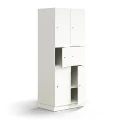 Lokerokaappi QBUS 6 lokeroa, sokkeli, 2020x800x570 mm, valkoinen