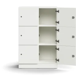 Lokerokaappi QBUS 6 lokeroa, sokkeli, 1252x800x420 mm, valkoinen