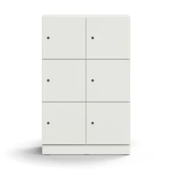 Lokerokaappi QBUS 6 lokeroa, sokkeli, 1252x800x420 mm, valkoinen