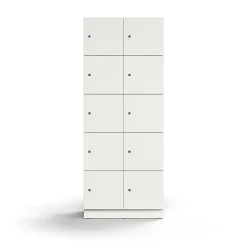 Lokerokaappi QBUS 10 lokeroa, sokkeli, 2020x800x420 mm, valkoinen