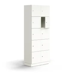 Lokerokaappi QBUS 10 lokeroa, sokkeli, 2020x800x420 mm, valkoinen