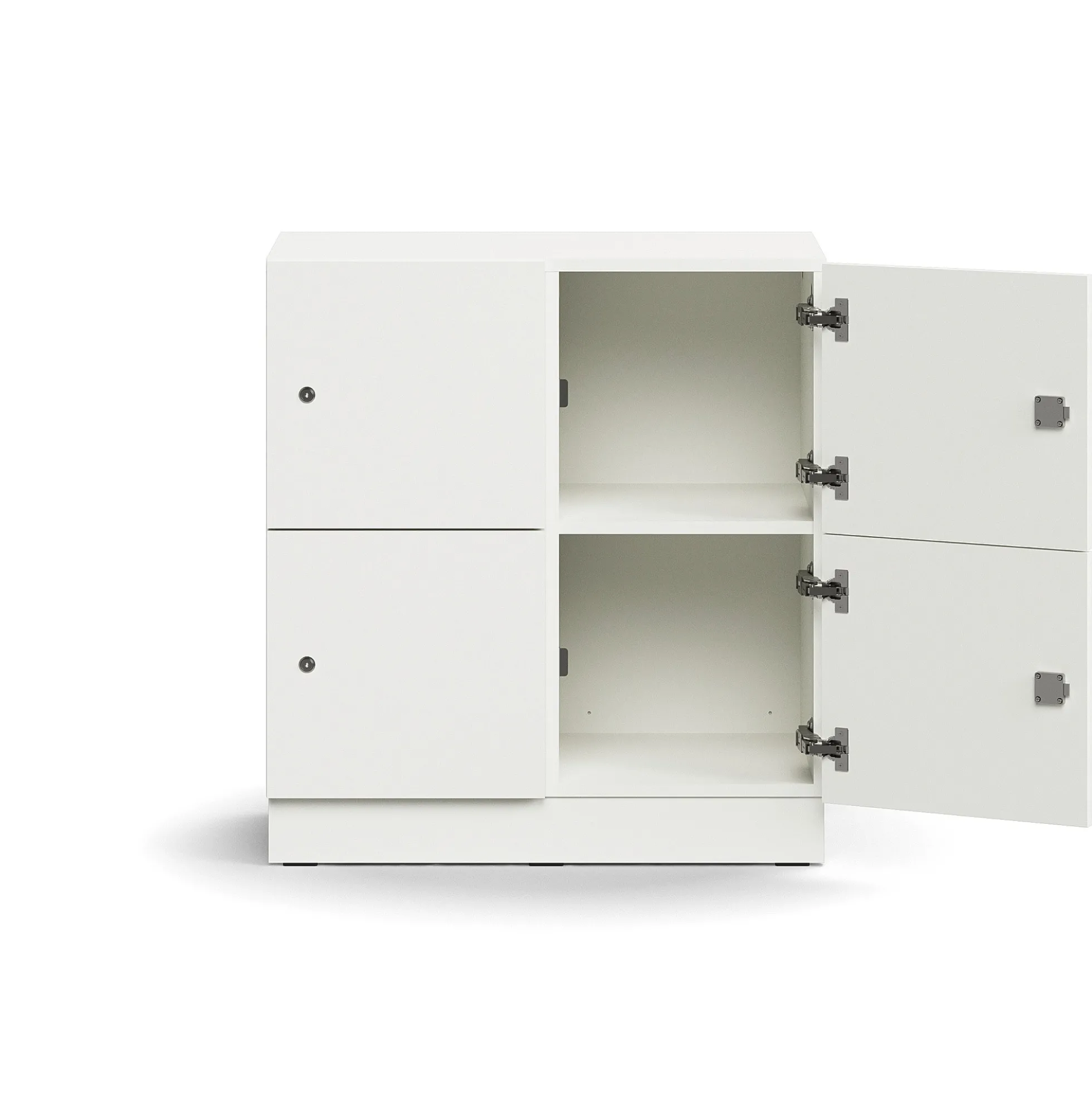 Lokerokaappi QBUS 4 lokeroa, sokkeli, 868x800x420 mm, valkoinen