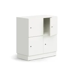 Lokerokaappi QBUS 4 lokeroa, sokkeli, 868x800x420 mm, valkoinen