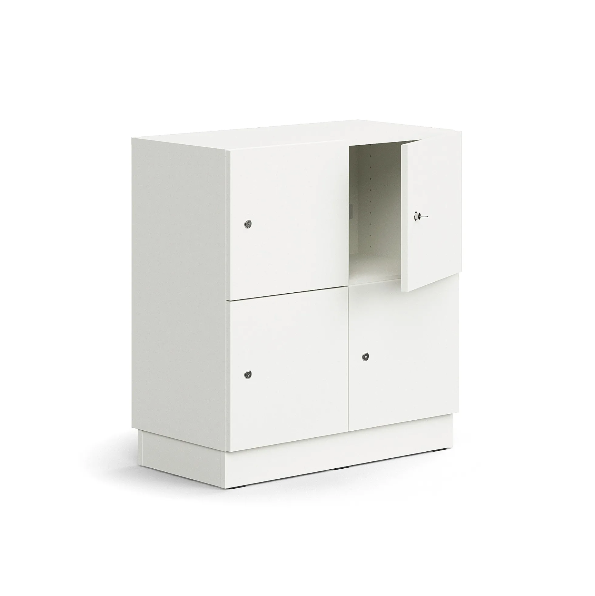 Lokerokaappi QBUS 4 lokeroa, sokkeli, 868x800x420 mm, valkoinen