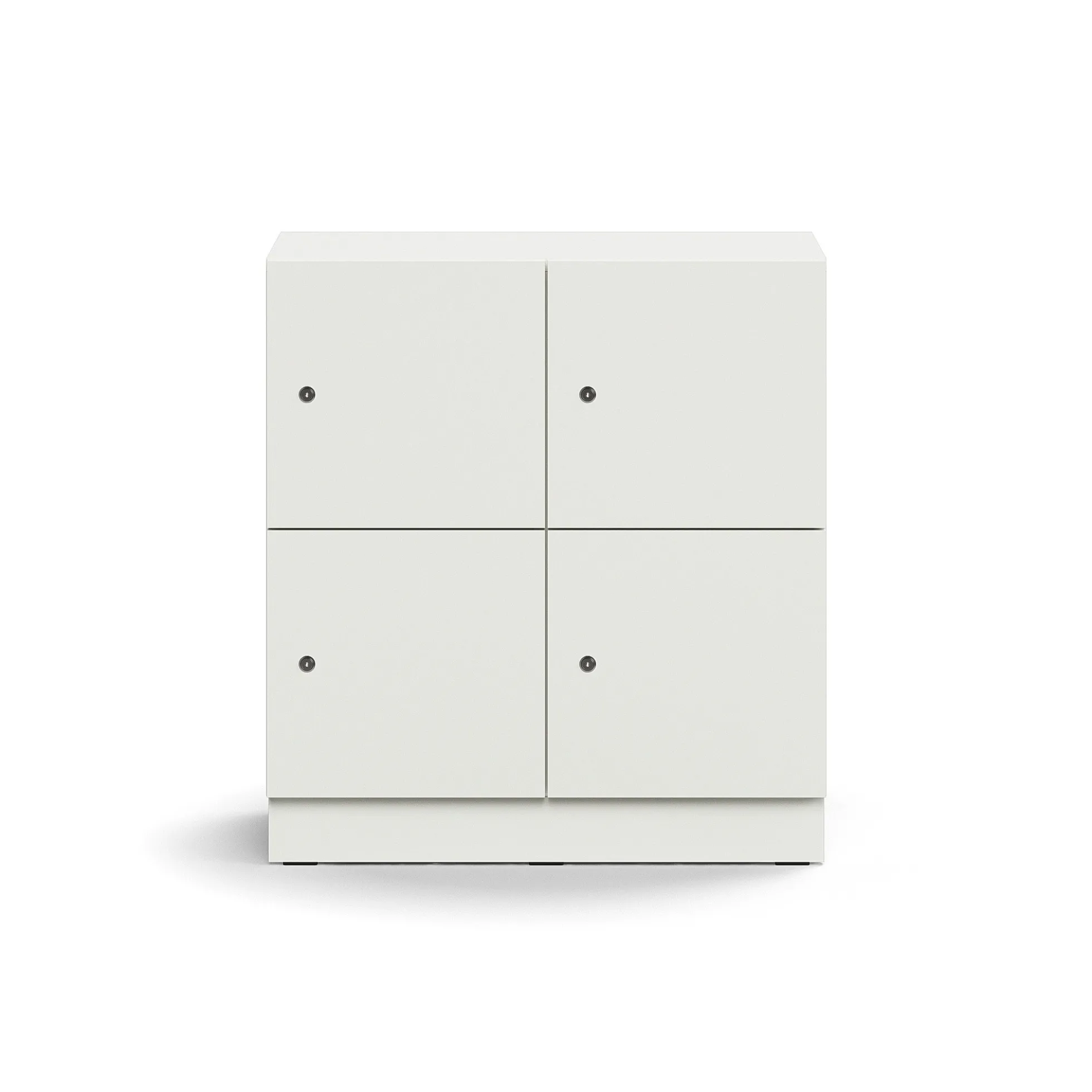 Lokerokaappi QBUS 4 lokeroa, sokkeli, 868x800x420 mm, valkoinen