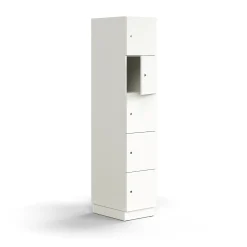 Lokerokaappi QBUS 5 lokeroa, sokkeli, 2020x400x570 mm, valkoinen