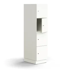 Lokerokaappi QBUS 4 lokeroa, sokkeli, 1636x400x570 mm, valkoinen