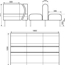 Moduulisohva VARIETY 3-istuttava, integroitu USB-portti, kaksipuolinen, kangas Pod CS, hiekanvärinen
