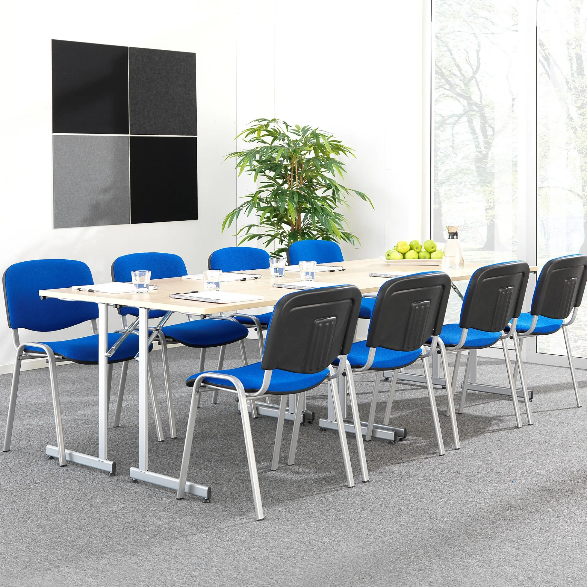 Neuvottelupöytä CLAIRE Taitettava, 1200x500 mm, koivulaminaatti, hopeanharmaa