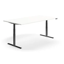 Neuvottelupöytä QBUS Korkeussäädettävä, suorakulmainen, 2400x1200 mm, musta jalusta, valkoinen