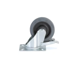 Nivelpyörä jarrulla 125x40 mm, 250 kg, elastinen kumi