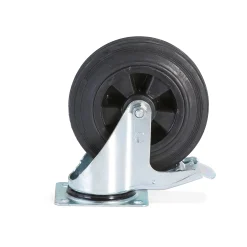 Nivelpyörä jarrulla 200x50 mm, 200 kg, umpikumi