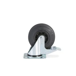 Nivelpyörä jarrulla 125x38 mm, 100 kg, umpikumi