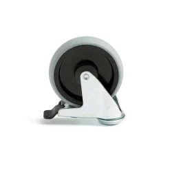 Nivelpyörä jarrulla 125x32 mm, umpikumi, 100 kg, keskiöreikä 10,2 mm