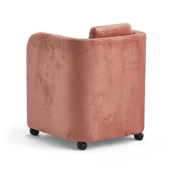 Nojatuoli COMFY Pyörät, samettikangas, lohenpunainen