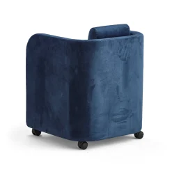 Nojatuoli COMFY Pyörät, samettikangas, sininen