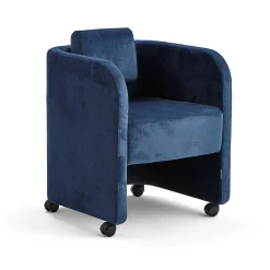 Nojatuoli COMFY Pyörät, samettikangas, sininen